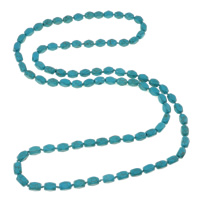 Collar de la joyería de la turquesa, Turquesa sintético, Tambor, 2-sarta, azul, 8x12x8mm, longitud:aproximado 47 Inch, Vendido por Sarta
