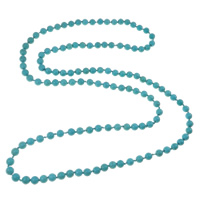 Turquoise Jewelry Necklace, Synthetic Turquoise, Round , blue, 8mm Approx 47 Inch 