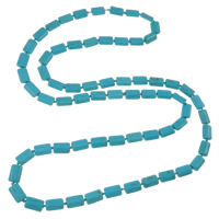Collar de la joyería de la turquesa, Turquesa sintético, Rectángular, 2-sarta, azul, 10x15x5mm, longitud:aproximado 47 Inch, Vendido por Sarta