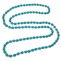 Collar de la joyería de la turquesa, Turquesa sintético, Columna, 2-sarta, azul, 8x9mm, longitud:aproximado 48 Inch, Vendido por Sarta