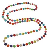 Бирюзовый ожерелье ювелирного изделия, Синтетическая бирюза, Плоская круглая форма, двунитевая, разноцветный длина:Приблизительно 50 дюймовый, продается Strand