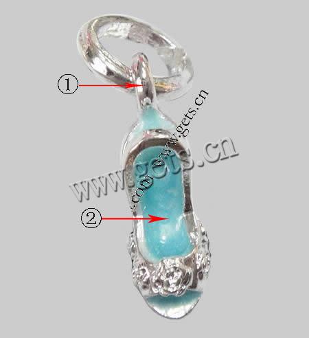 Zinc Alloy Shoes Pendants, with enamel, plated, enamel, more colors for choice, 19x5x9mm, Hole:Approx 6mm, Length:25 , Sold By PC