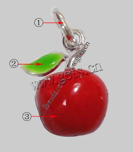 Zinc Alloy Enamel Pendants, Apple, plated, more colors for choice, 19x17x12mm, Hole:Approx 6mm, Length:25 , Sold By PC