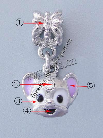 Zinc Alloy European Pendants, Animal, plated, without troll & enamel, more colors for choice, 12x12x3.5mm, Hole:Approx 4.5mm, Sold By PC