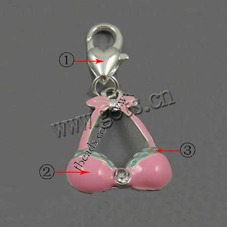 Zinc Alloy Enamel Pendants, zinc alloy lobster clasp, plated, more colors for choice, 21x17x7mm, Hole:Approx 5mm, Sold By PC