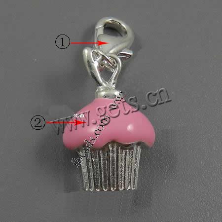 Zinc Alloy Enamel Pendants, zinc alloy lobster clasp, Cake, plated, more colors for choice, 21x14x10mm, Hole:Approx 5mm, Sold By PC
