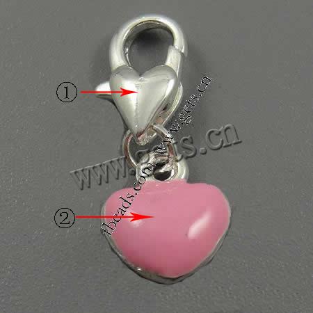 Zinc Alloy Enamel Pendants, zinc alloy lobster clasp, heart and key, plated, more colors for choice, 10x8x4.5mm, Hole:Approx 5mm, Sold By PC