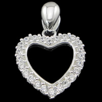 Cubic Zirconia Sterling Silver Pendants, 925 Sterling Silver, Heart, with cubic zirconia Approx 2mm 