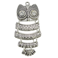 Zinc Alloy Animal Pendants, Owl, plated, Customized & with rhinestone Approx 2mm 