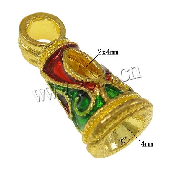 Zinc Alloy End Cap, Cone, plated, Customized & enamel, more colors for choice, nickel, lead & cadmium free, 7x15mm, Hole:Approx 3mm, Sold By PC