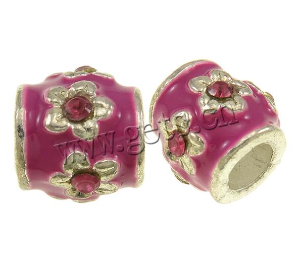 Enamel Zinc Alloy European Beads, Drum, plated, Customized & without troll & with rhinestone, more colors for choice, nickel, lead & cadmium free, 10x9mm, Hole:Approx 5mm, Sold By PC