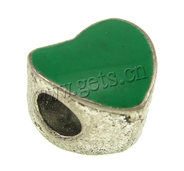 Enamel Zinc Alloy European Beads, Heart, plated, Customized & without troll, more colors for choice, nickel, lead & cadmium free, 10x9x7mm, Hole:Approx 4mm, Sold By PC