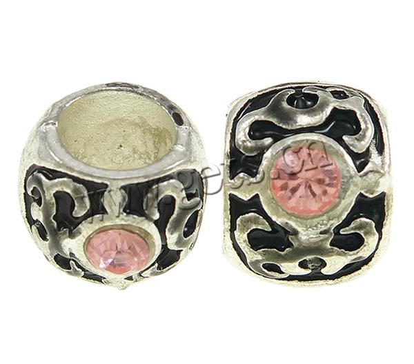 Enamel Zinc Alloy European Beads, Drum, plated, without troll & with rhinestone, more colors for choice, nickel, lead & cadmium free, 9x10x7mm, Hole:Approx 5mm, Sold By PC