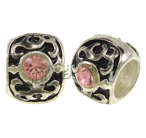 Enamel Zinc Alloy European Beads, Drum, plated, without troll & with rhinestone, more colors for choice, nickel, lead & cadmium free, 9x10x7mm, Hole:Approx 5mm, Sold By PC