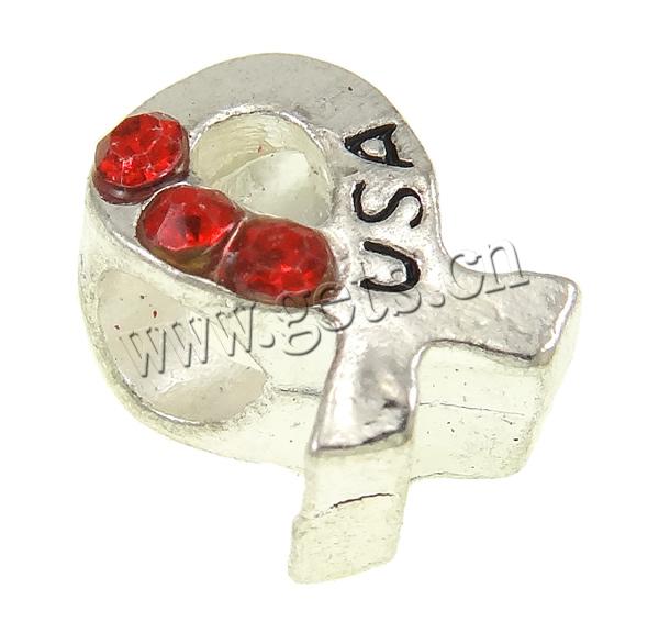 Awareness Ribbon Bead, Zinc Alloy, plated, Customized & with letter pattern & without troll, more colors for choice, nickel, lead & cadmium free, 8x12x7mm, Hole:Approx 5mm, Sold By PC