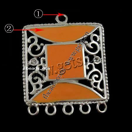 Enamel Metal Alloy Connector, Square, plated, 1/5 loop, more colors for choice, 30x30x2mm, Hole:Approx 2mm, Sold By PC
