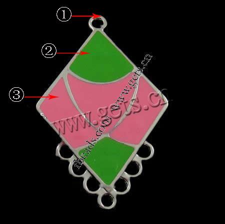 Enamel Metal Alloy Connector, Rhombus, plated, 1/7 loop, more colors for choice, 44x33x2mm, Hole:Approx 3mm, Sold By PC