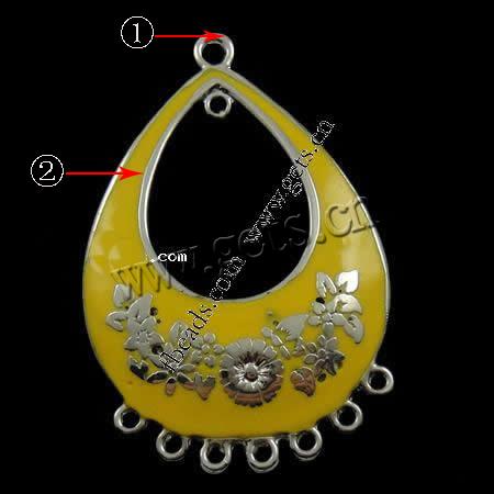 Enamel Metal Alloy Connector, Teardrop, plated, 1/8 loop, more colors for choice, 49x38x2mm, Hole:Approx 3mm, Sold By PC