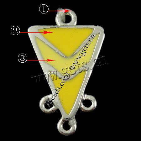 Enamel Metal Alloy Connector, Triangle, plated, 1/3 loop, more colors for choice, 17x13x3mm, Hole:Approx 1mm, Sold By PC