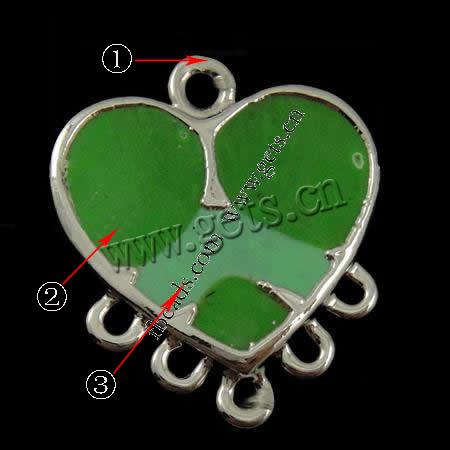 Enamel Metal Alloy Connector, Heart, plated, 1/5 loop, more colors for choice, 18x18x2mm, Hole:Approx 1mm, Sold By PC