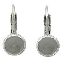 Stainless Steel Lever Back Earring Blank, Flat Round, original color 6.5mm, Inner Approx 6.5mm 