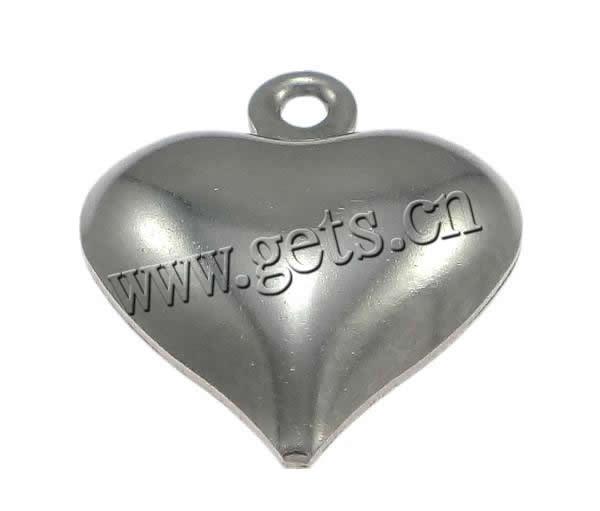 pendentifs de cœur en inox , Acier inoxydable 316, coeur, multiple tailles pour le choix, couleur originale, Trou:Environ 1.5-3mm, Vendu par PC