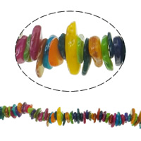 Perles en coquille naturel, rondelle, multicolore, 7-9mm Environ 1mm pouce, Vendu par brin