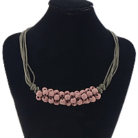 лава Шамбала-ожерелье, с вощеный шнур & Пластик с медным покрытием, Платиновое покрытие платиновым цвет, красный, 21mm, длина:Приблизительно 17-31 дюймовый, продается Strand