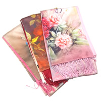 Silk Scarf, with Cotton, with flower pattern, mixed colors 