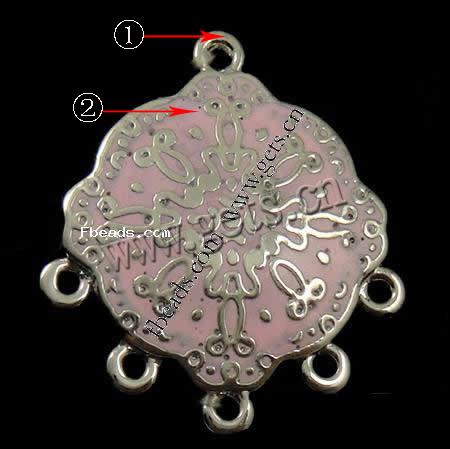 Enamel Metal Alloy Connector, Flower, plated, 1/5 loop, more colors for choice, 22x3mm, Hole:Approx 2mm, Sold By PC