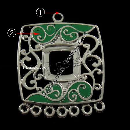 Enamel Metal Alloy Connector, Rectangle, plated, 1/7 loop, more colors for choice, 32x30x2mm, Hole:Approx 2mm, Sold By PC