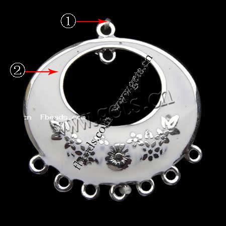 Enamel Metal Alloy Connector, Donut, plated, with flower pattern & 1/7 loop, more colors for choice, 35x29x5mm, Hole:Approx 2.5mm, Sold By PC