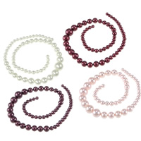 Südsee Muschelperlen, rund, abgestufte Perlen, keine, 6-14mm, Bohrung:ca. 1-2mm, Länge:ca. 18 ZollInch, ca. 63PCs/Strang, verkauft von Strang