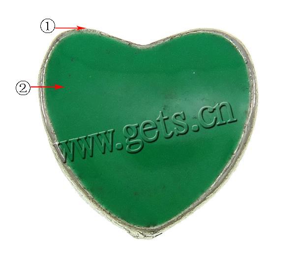 Gota de Europeo de aleación de zinc con esmalte, Corazón, chapado, Modificado para requisitos particulares & sin rosca, más colores para la opción, libre de níquel, plomo & cadmio, 10x9x7mm, agujero:aproximado 4mm, Vendido por UD