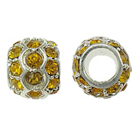 Rhinestone Zinc Alloy European Beads, Drum, plated, without troll & with rhinestone cadmium free Approx 5mm 