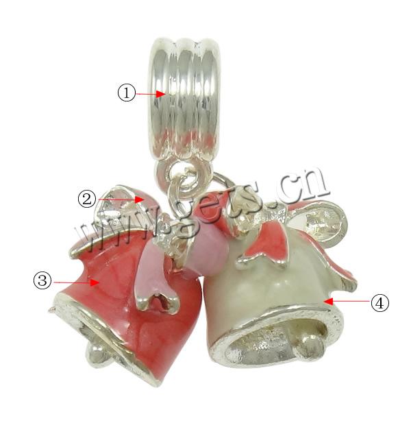 European Christmas Pendant, Zinc Alloy, Christmas Bell, plated, Christmas jewelry & without troll & enamel, more colors for choice, cadmium free, 22x27x11mm, Hole:Approx 4.5mm, Sold By PC