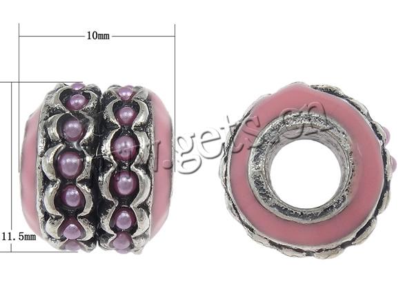 Enamel Zinc Alloy European Beads, with Resin Pearl, Drum, plated, without troll, more colors for choice, cadmium free, 10x11.5mm, Hole:Approx 5mm, Sold By PC