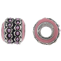 Enamel Zinc Alloy European Beads, with Resin Pearl, Drum, plated, without troll cadmium free Approx 5mm 