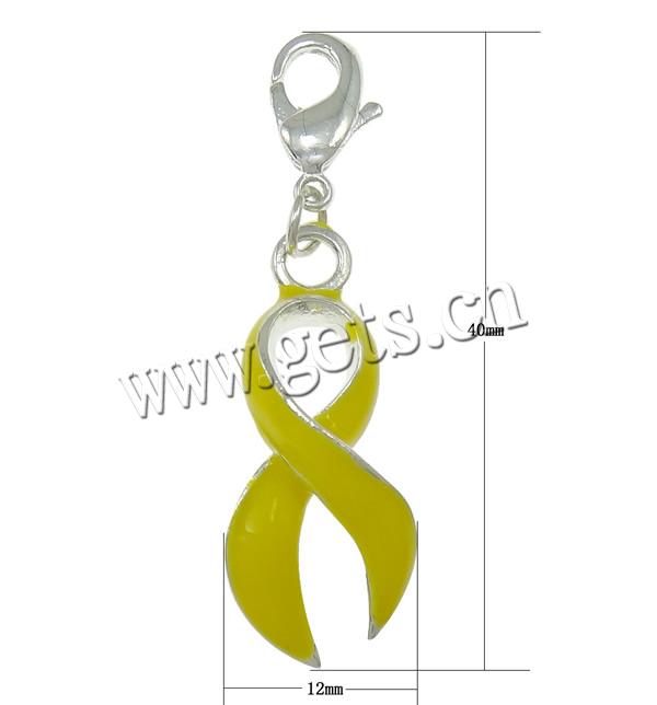 Awareness Ribbon Pendant, Zinc Alloy, plated, enamel, more colors for choice, cadmium free, 12x40x5mm, Sold By PC