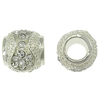 Rhinestone Zinc Alloy European Beads, Oval, plated, without troll & with rhinestone cadmium free Approx 5mm 