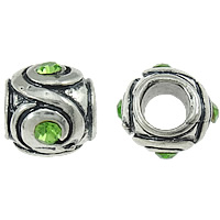 Rhinestone Zinc Alloy European Beads, Oval, plated, without troll & with rhinestone & blacken cadmium free Approx 5mm 