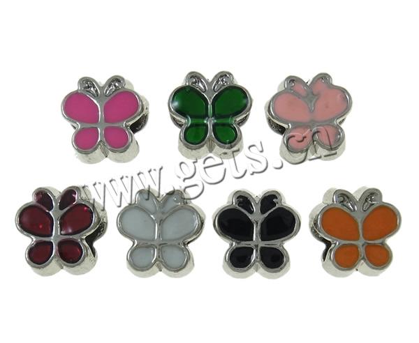 Enamel Zinc Alloy European Beads, Butterfly, plated, Customized & without troll, more colors for choice, 10x10x7mm, Hole:Approx 4.5mm, Sold By PC