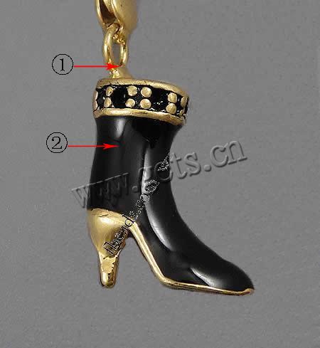 Zinc Alloy Shoes Pendants, plated, enamel, more colors for choice, 15x13x6mm, Hole:Approx 2mm, Sold By PC