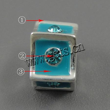 Enamel Zinc Alloy European Beads, Car, plated, with rhinestone & large hole, more colors for choice, 11x7mm, Hole:Approx 4.5mm, Sold By PC