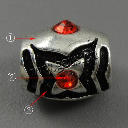 Enamel Zinc Alloy European Beads, Drum, plated, with rhinestone & large hole, more colors for choice, 11x11mm, Hole:Approx 4.5mm, Sold By PC