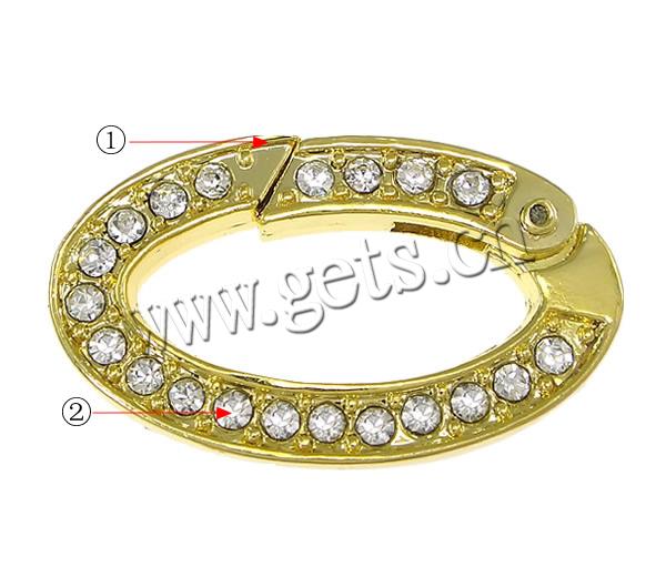 Zinc Alloy Clasp, Flat Oval, plated, Customized & with rhinestone, more colors for choice, cadmium free, 29x17.5x4mm, Hole:Approx 20x8.5mm, Sold By PC