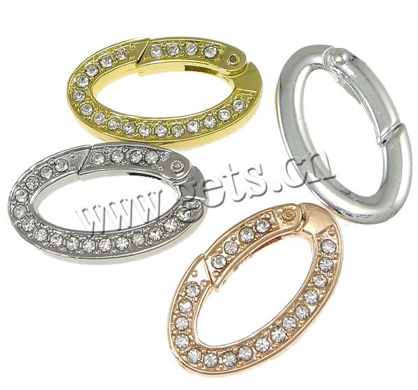 Zinc Alloy Clasp, Flat Oval, plated, Customized & with rhinestone, more colors for choice, cadmium free, 29x17.5x4mm, Hole:Approx 20x8.5mm, Sold By PC