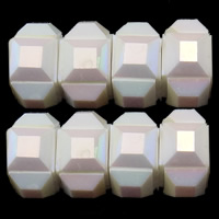Harz Strass Perlen, Rondell, AB Farben plattiert, Volltonfarbe, weiß, 7x12mm, Bohrung:ca. 3mm, verkauft von PC