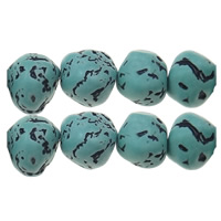 Synthetische Türkis Perlen, Klumpen, blau, 12x11x11mm, Bohrung:ca. 1.5mm, verkauft von PC