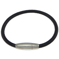 Cowhide Bracelets, with 316 Stainless Steel, stainless steel magnetic clasp 5mm 